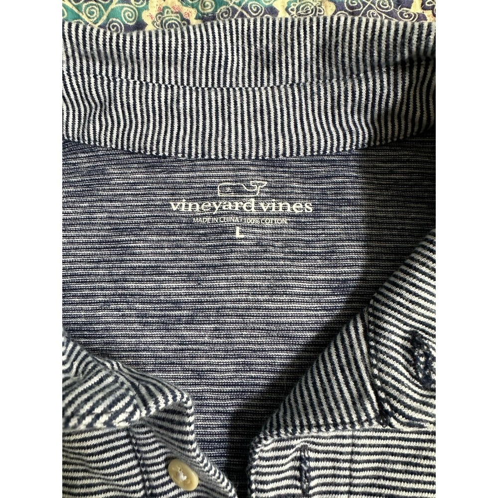Vineyard Vines Men's Polo Blue And White Size Large - Picture 3 of 3